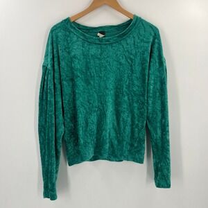 Free People We The Free Milan Top Women's Small Blue Crushed Velvet